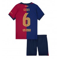 Camisa de Futebol Barcelona Paez Gavi #6 Equipamento Principal Infantil 2024-25 Manga Curta (+ Calças curtas)